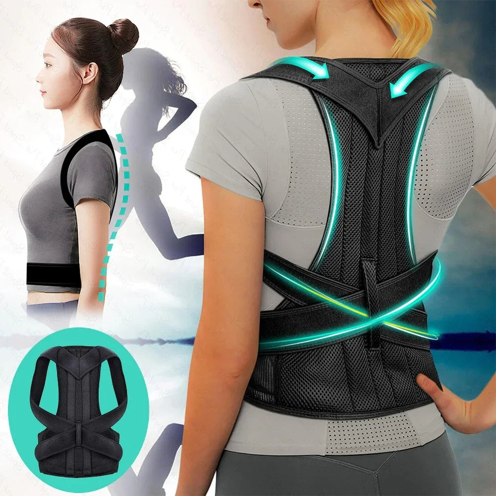 Reinforced Belt Lumbar Column Posture Corrector Vest Adjustable Back Support Strap Shoulder Spine Brace Neck Stretcher Trainer